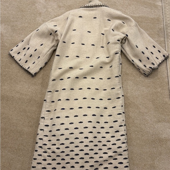 OOK Vintage Designer Wool Beaded Duster in Cream & Black - Picture 3 of 12